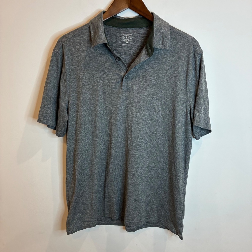 GH Bass & Co Mens Polo Shirt Medium Gray Heather Short Sleeve Performance